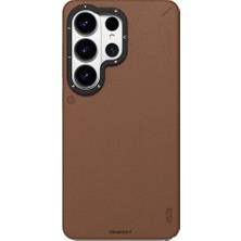 Galaxy S26 Ultra Kılıf M-Safe Uyumlu Basit Mat Deri Desenli Youngkit Tech Fashion Serisi Kapak Kahve