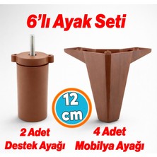 Nzb Mobilya Tv Ünitesi Çekyat Koltuk Kanepe Destek Ayağı 12 cm 6'lı Set Kahverengi Baza Ayak