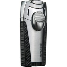 Quantoro 2 Torch Pürmüz Gümüş-Siyah Metal Puro Çakmağı