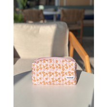 Özgürce Canlı Turuncu Çiçek Desenli Şık Kalem Çantası