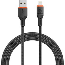 Wiwu WI-C095 Flameguard Serisi Usb-A To Lightning Data ve Şarj Kablosu 1.2m Siyah