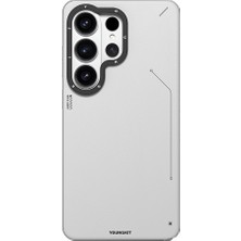 Galaxy S26 Ultra Kılıf M-Safe Uyumlu Basit Mat Deri Desenli Youngkit Tech Fashion Serisi Kapak Gümüş