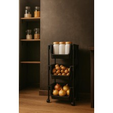 Feyza Design 3 Katlı Tekerlekli Çok Amaçlı Organizer Raf ve Sepet Seti