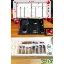 Feyza Design 12'li Modüler Mutfak Çekmece Kaşıklık Seti, Şeffaf Organizer