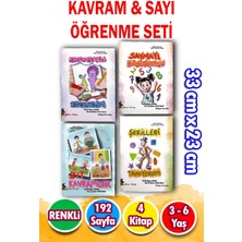 Harika Çocuk Yayınları 3-6 Yaş Kavram & Sayı Öğrenme Seti - 4 Kitap - 192 Sayfa - Renkli - Okul Öncesi Eğitim Seti