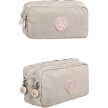 Özgürce Çift Bölmeli Krinkıl Kumaş Kalemlik ve Makyaj Çantası