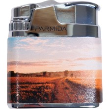 Parmida Tek Torch Pürmüz Çöl Desenli Gümüş Metal Puro Çakmağı