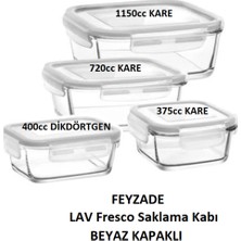 Feyza Design Fresco Kilitli Cam Saklama Kabı Seti, 4'lü, Çeşitli Boyutlarda, Şık ve Dayanıklı