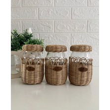 Feyza Design Şık Üçlü Cam Kavanoz Seti, Saklama ve Dekorasyon Için Ideal