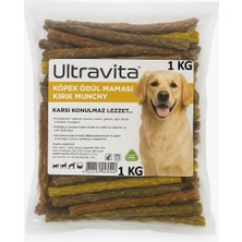 Ultravita 1 kg Yüksek Proteinli Kurutulmuş Atıştırmalık Renkli Kırık Munchy Çubuk Köpek Ödül Maması