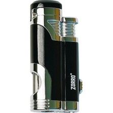 Zorro 2 Torch Pürmüz Siyah-Gümüş Metal Puro Çakmağı