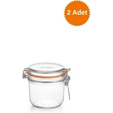 Feyza Design Şeffaf Cam Kavanoz Seti 200 ml - 2 Adet, Klipsli ve Conta ile Güvenle Saklama