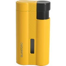 Quantoro 3 Torch Pürmüz Sarı-Siyah Metal Puro Çakmağı