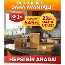 Feyza Design Bambu Takım: Kaşıklık, Peçetelik ve Kesme Tahtası, Şık ve Doğal Tasarım