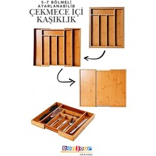 Feyza Design Ayarlanabilir Bambu 5-7 Bölmeli Çekmece Içi Kaşıklık, Pratik ve Şık Tasarım