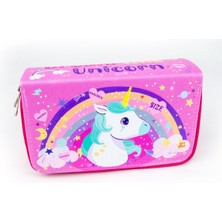 Özgürce Üç Bölmeli Renkli Unicorn Kalem Kutusu, Şık ve Fonksiyonel Tasarım