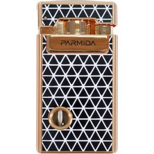 Parmida Tek Torch Pürmüz Soft Flame Özellikli Gold Siyah-Beyaz Mozaik Desenli Metal Puro Çakmağı