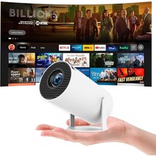 Projektör 4K Taşınabilir Projektör Video Projektörü Wifi 6 Android 11 Retroprojector 1080P Full Hd Telefon Pc Lap HDMI Ev Sineması 180° Döndürme (HY300PRO)