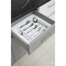 Feyza Design 42X49 cm Beyaz Çekmece Içi Kaşıklık ve Kepçelik Mutfak Organizeri