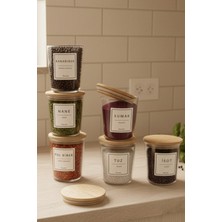 Feyza Design Şık 6'lı Bambu Vakum Kapaklı Cam Saklama ve Baharatlık Seti