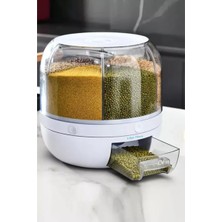 Feyza Design Pratik 360° Dönebilir 6 Bölmeli Kuru Gıda ve Bakliyat Organizeri