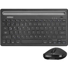 KM-BT803 Bluetooth Klavye Ultra Ince Mac/win/android/ios Uyumlu Tablet Standlı Kablosuz Klavye+2.4ghz Mouse Siyah
