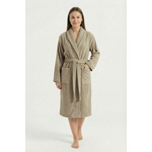 Sevim Luxury Spa Collection %100 Pamuk Uzun Boy Şal Yaka Bornoz – Yoğun ve Dolgun Doku - Bej Renk
