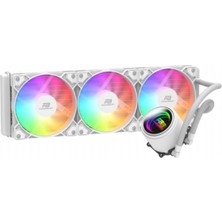Powerboost PB-LCS-CR360W Cırcle Beyaz 360W Raınbow Fanlı LGA1700/AM5 Uyumlu 360MM Cpu Sıvı Soğutma Sistemi