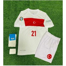 Portego Türkiye Euro 2024 Barış Alper Yılmaz Çocuk Forması 4'lü Set (Euro 2024 Patch) Beyaz