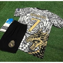 Portego R.e.a.l.m.a.d.r.i.d 2023/24 Sezonu Cristiano Ronaldo Konsept Çocuk Forması 3'lü Set (Black-White)