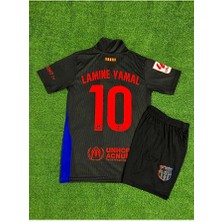Portego Barcelona 2024/25 Sezonu 10 Lamine Yamal Deplasman Çocuk Forması 2'li Set (Black 10)