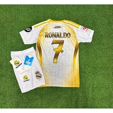 Portego R.madridd 2024-25 Yeni Sezon Ronaldo Çocuk Forması 4'lü (Armalı White-Gold)