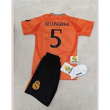 Portego R.madridd 2024-25 Yeni Sezon Jude Bellingham Deplasman Çocuk Forması 4'lü Set (Orange-Armalı)