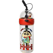 Vagonlife 620ML Crayon Shinchan Figürlü Mini Basket Oyunlu Kapak Pipetli El Askılı Tritan Su Matarası