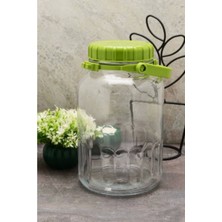 Feyza Design Yeşil Kapaklı Cam Kavanoz 4 Lt, Sağlam ve Şık Saklama Çözümü