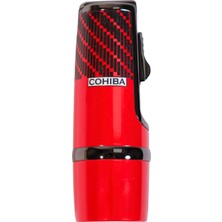 Cohiba 3 Torch Pürmüz Kırmızı-Siyah Desenli Metal Puro Çakmağı