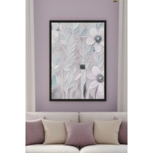 Safir Design Mor ve Beyaz Çiçek Desenli Çerçeveli Tablo