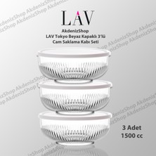 Feyza Design Beyaz Kapaklı, 3'lü Saklama Kabı Seti, 1500 Cc, Pratik ve Şık Tasarım