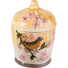 Feyza Design Şirin Mini Seramik Kavanoz, Şeffaf Kapaklı, Dekoratif Saklama Kabı