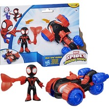 Marvel Spidey And His Amazing Friends Miles ""spin"" Morales Techno-Racer Aksiyon Figürü ve Oyuncak Aracı