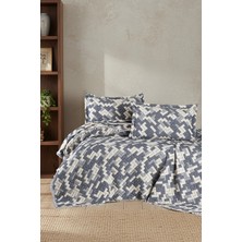 First Choice Rodya %100 Pamuk 6 Katlı Yatak Örtüsü + Yastık Seti Lacivert