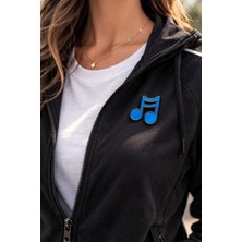 Herşey Nota Çift Müzik Notası Tasarımlı Metal Rozet – Mavi Nota Figürlü Çanta Aksesuarı Pin