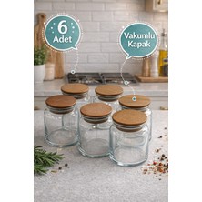 Feyza Design 6'lı Vakumlu 290CC Cam Baharatlık Takımı, Erzak Saklama Kavanoz Seti