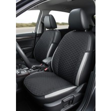 Lüks Kapitone Desenli Antislip Araç Koltuk Koruyucu Üçlü Minder Seti - Siyah (2 Ön ve 1 Arka Set)