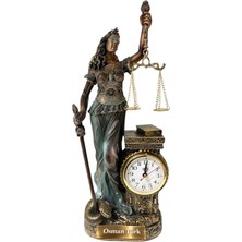Hediye Fikri Kişiye Özel Polyester Saatli Adalet Figürü 15X10 cm Masa Saati
