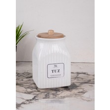 Feyza Design 800 ml Beyaz Porselen Tuz Saklama Kabı, Pratik ve Şık Tasarım