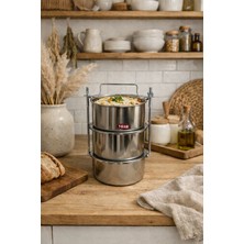 SteelAndArt Sefer Tası 3'lü Set 430 Kalite  0.60 mm Kalınlık 16X8 4 Kişilik