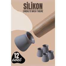 Marsilyan Turk Masa ve Sandalye Ayak Koruyucu Silikon Zemin Koruyucu Gri 12 Adet