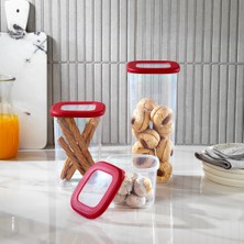 Feyza Design Pratik 3'lü Saklama Kabı Seti, Kırmızı, Dayanıklı ve Şık Tasarım