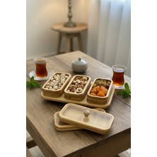 Feyza Design Bambu Dikdörtgen Çerezlik Seti, Şık ve Fonksiyonel, 3'lü Paket